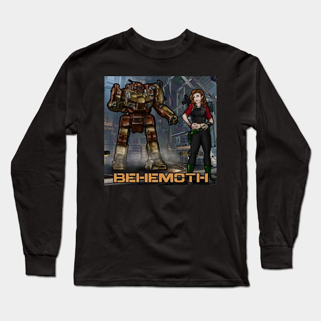 Behemoth and her SHD-2H Shadowhawk Battlemech Long Sleeve T-Shirt by Oswald's Oddities